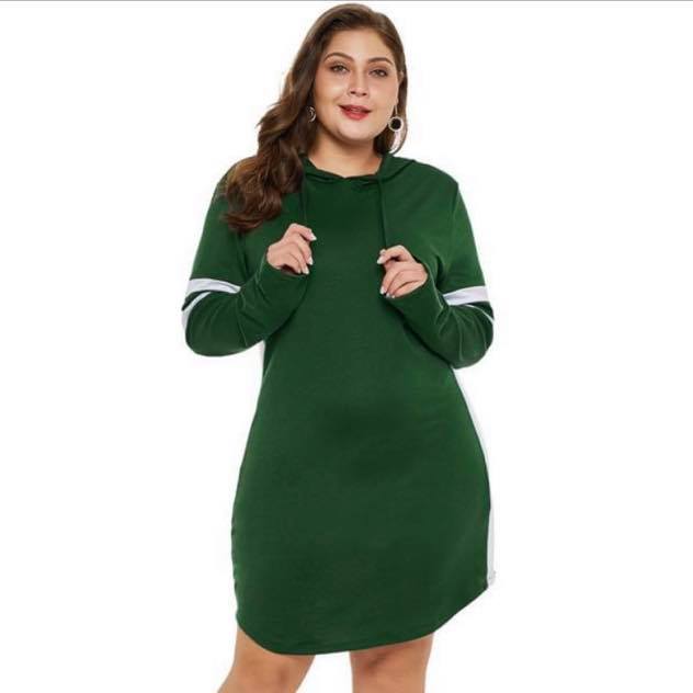 Plus Size So Chic - Πράσινο Φόρεμα Με Ρίγα