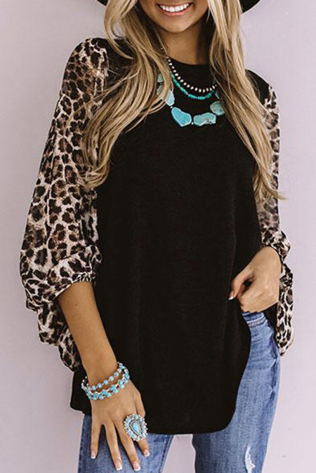 Plus Size So Chic - Μπλούζα Με Λεπτομέρεια Leopard