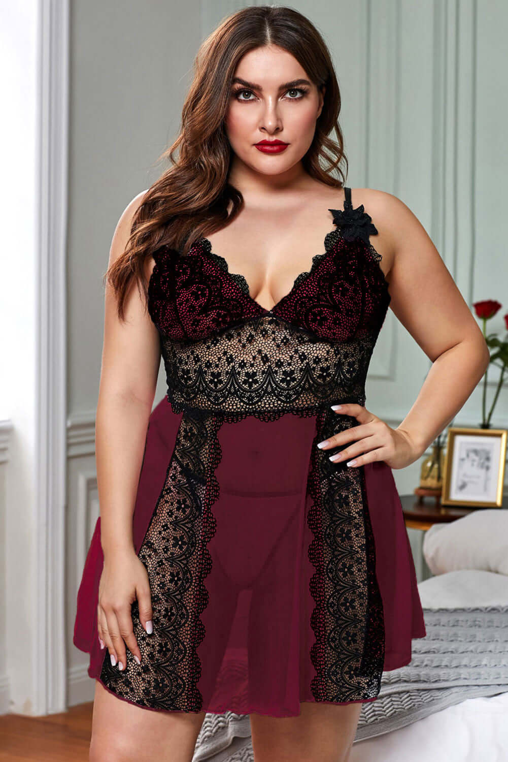 Plus Size So Chic - Hollow – Out Babydoll Σε 2 Χρώματα