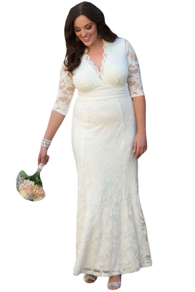 Plus Size So Chic - Maxi Wedding Dress Δαντέλα