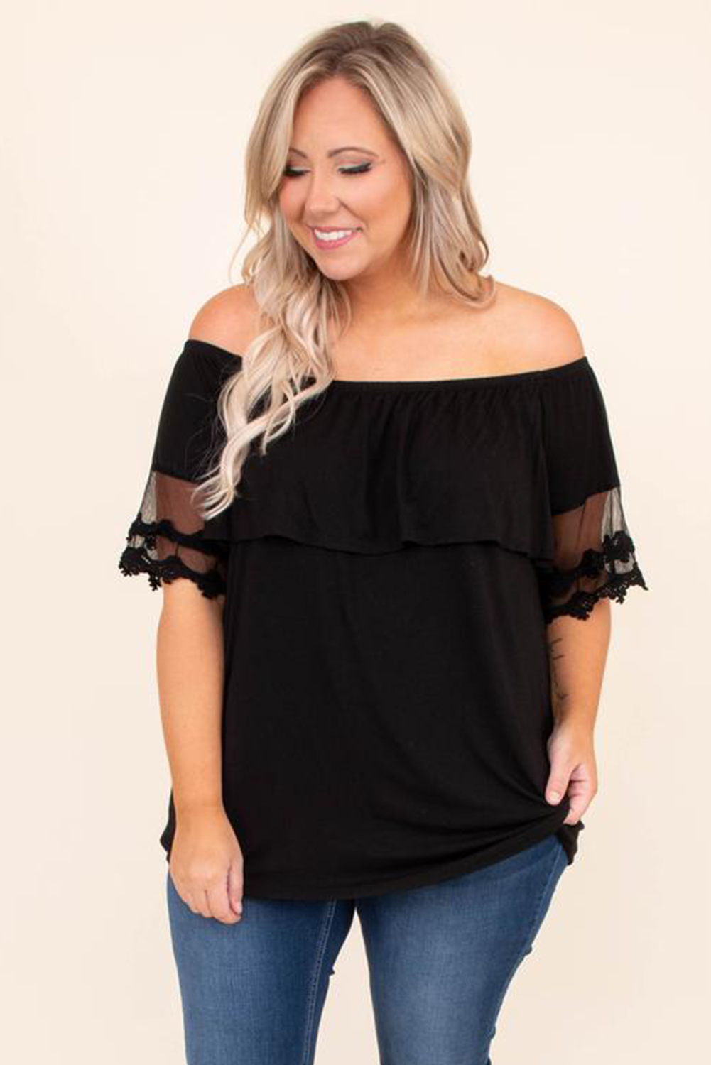 Plus Size So Chic - Off The Shoulder Top