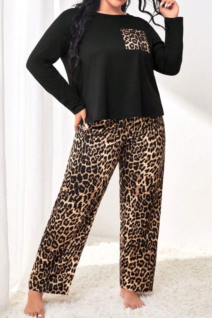 Plus Size Leopard Lounge Set 8788