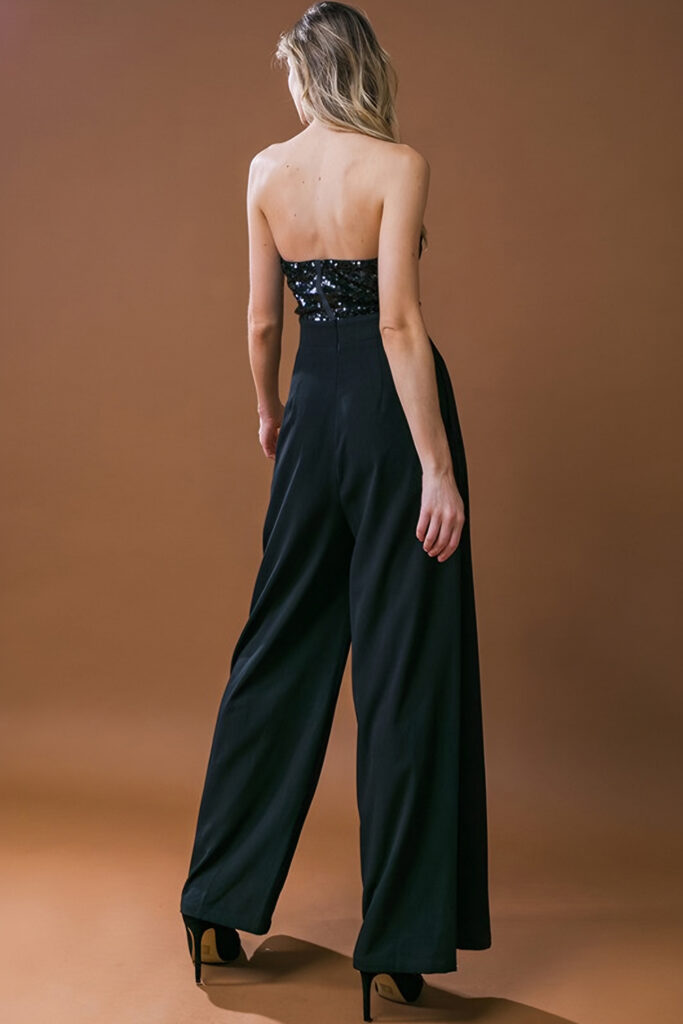 Plus Jumpsuit In Sparkle Black – 0016